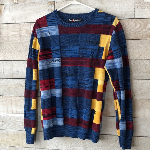 Desigual Other - Desigual Vibrant Colour Block Blue Sweater